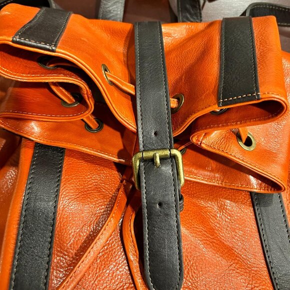Genuine Italian Leather Backpack - Burnt Orange - Unisex - Picture 4 of 10